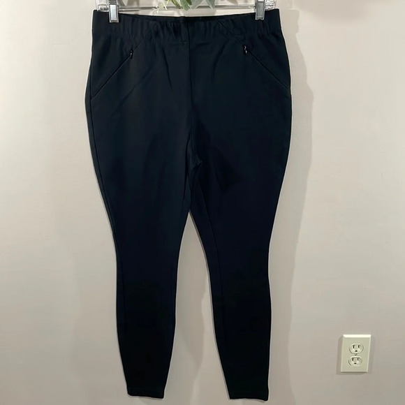 NWOT J. Jill Ponte Smoothing Leggings Black Front Zipper Pockets S - Picture 1 of 15